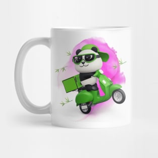 Cute Panda Riding Green Scooter - Adorable Panda - Kawaii Panda Mug